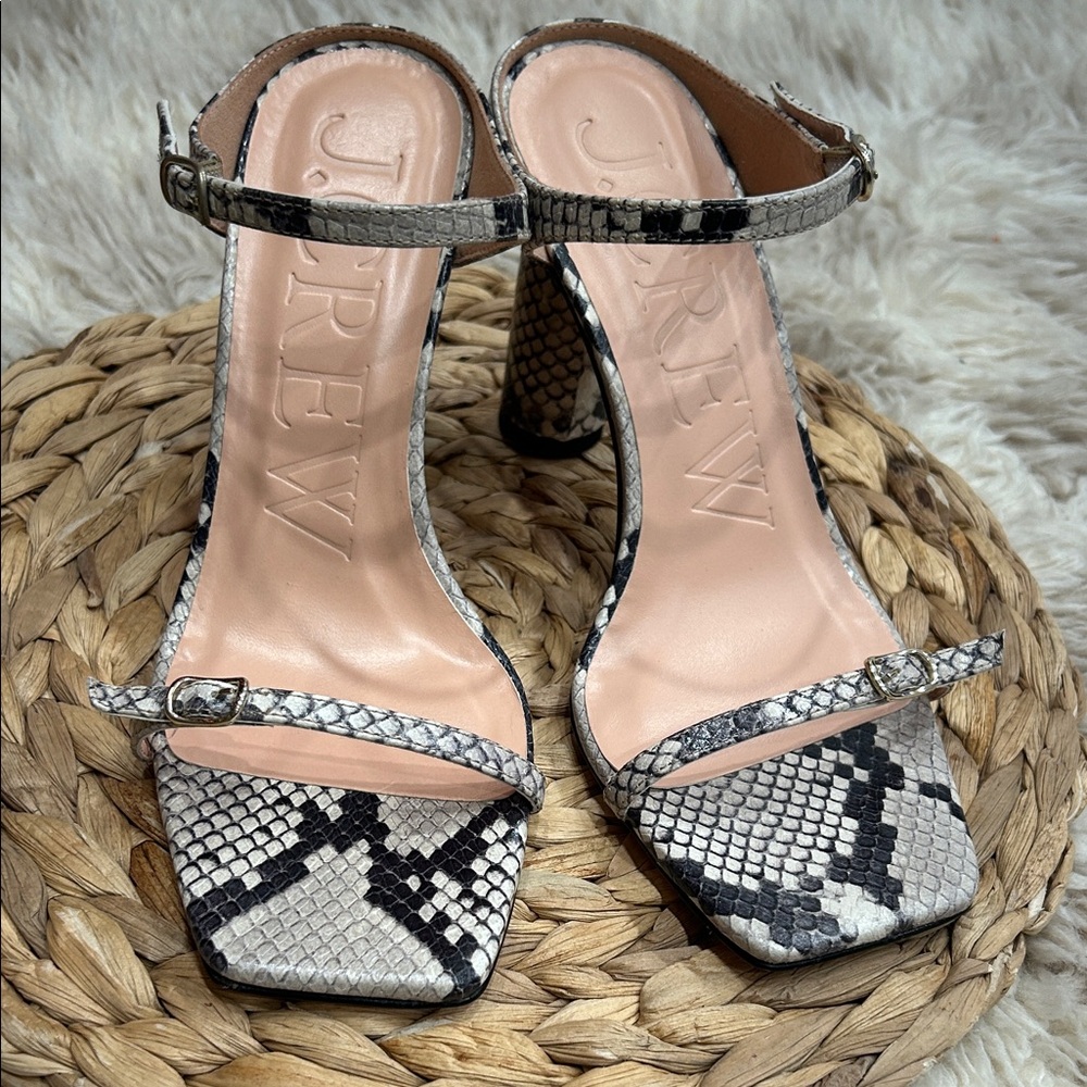 J. Crew Snakeskin Heels - Black and Cream size 8